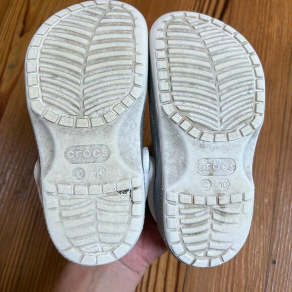Crocs white silver glitter classic slip on child clog sandal SIZE 10 - Picture 3 of 5